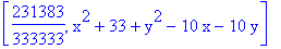[231383/333333, x^2+33+y^2-10*x-10*y]